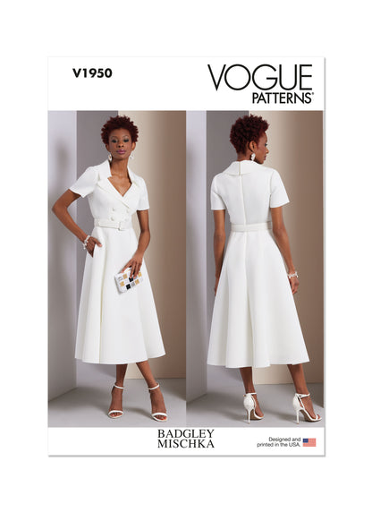 Vogue Patterns V1950 envelope showing the fit-and-flare lined dress