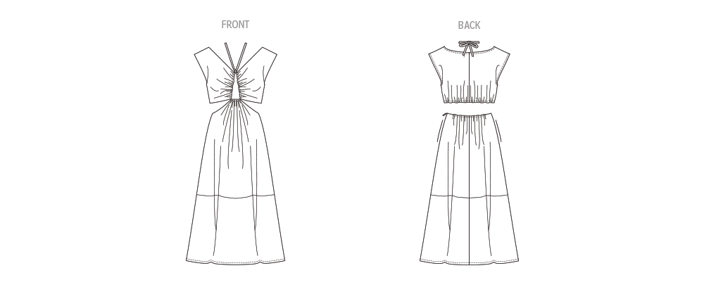 Vogue Patterns V1951 envelope showing the A-line midi dress with cut-out details