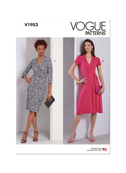 Vogue Patterns V1952 envelope showing the wrap front dresses