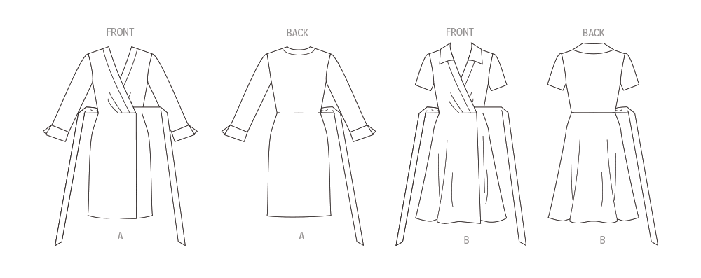 Vogue Patterns V1952 envelope showing the wrap front dresses