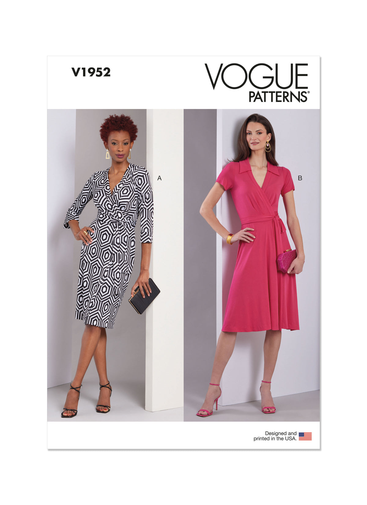 Vogue Patterns V1952 envelope showing the wrap front dresses
