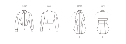 Vogue Patterns V1956 envelope showing the close-fitting tops with corset waist detail