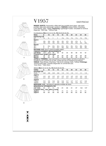 Vogue Patterns V1957 envelope showing the ruffled skirt designs
