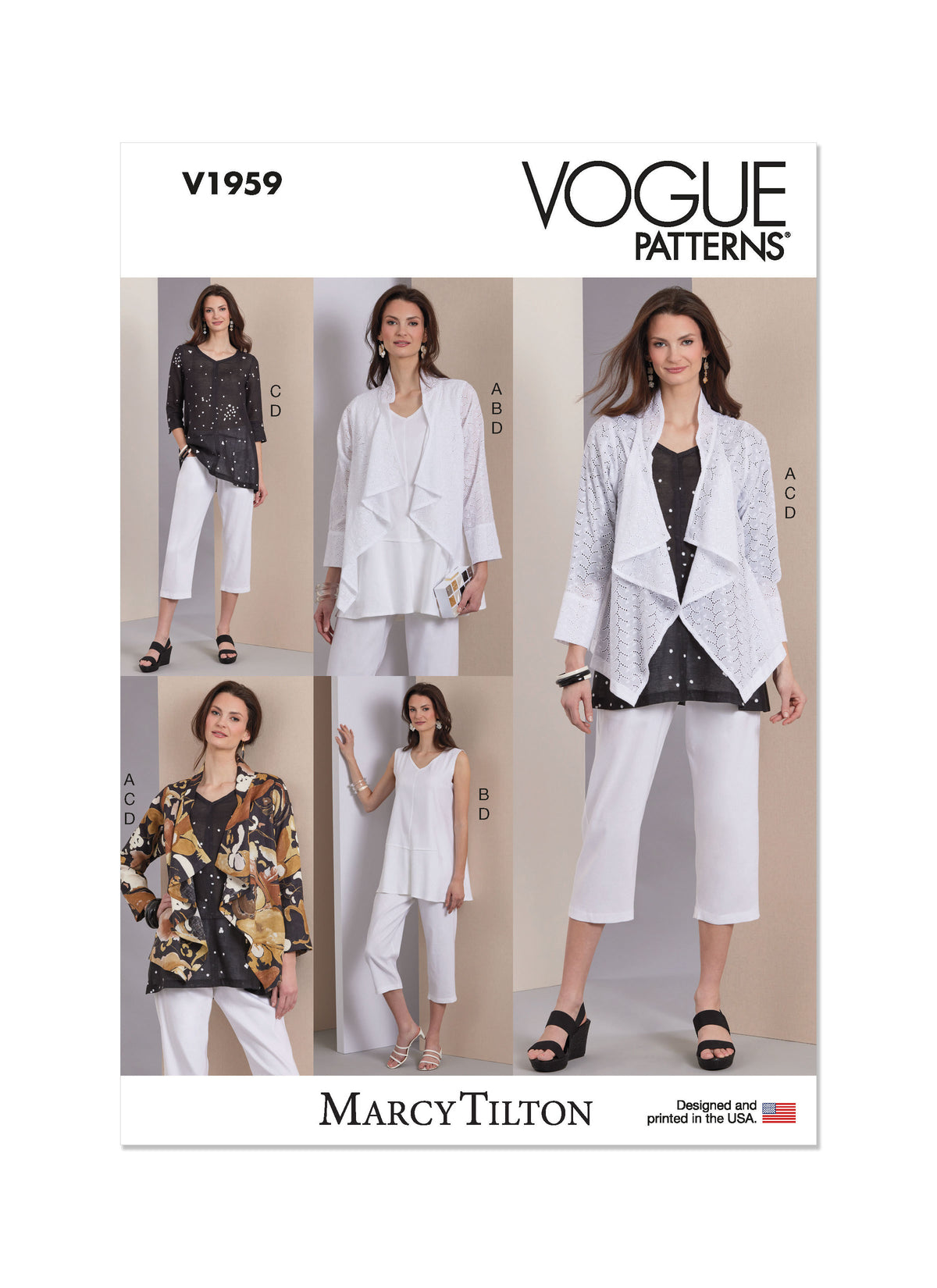 Vogue Patterns V1959 envelope showing the loose jacket designs