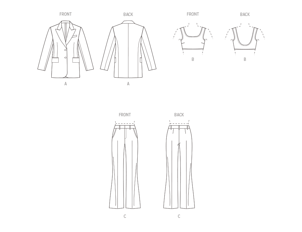 Vogue Patterns V1960 envelope showing the peaked lapel jacket designs