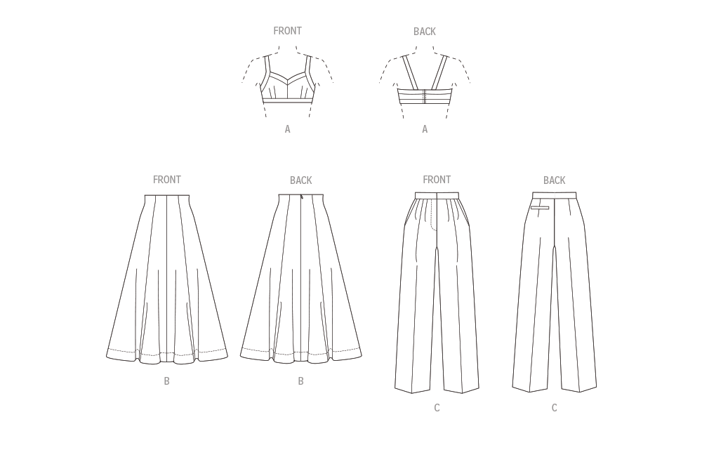 Vogue Patterns V1961 envelope showing the sweetheart bra top designs