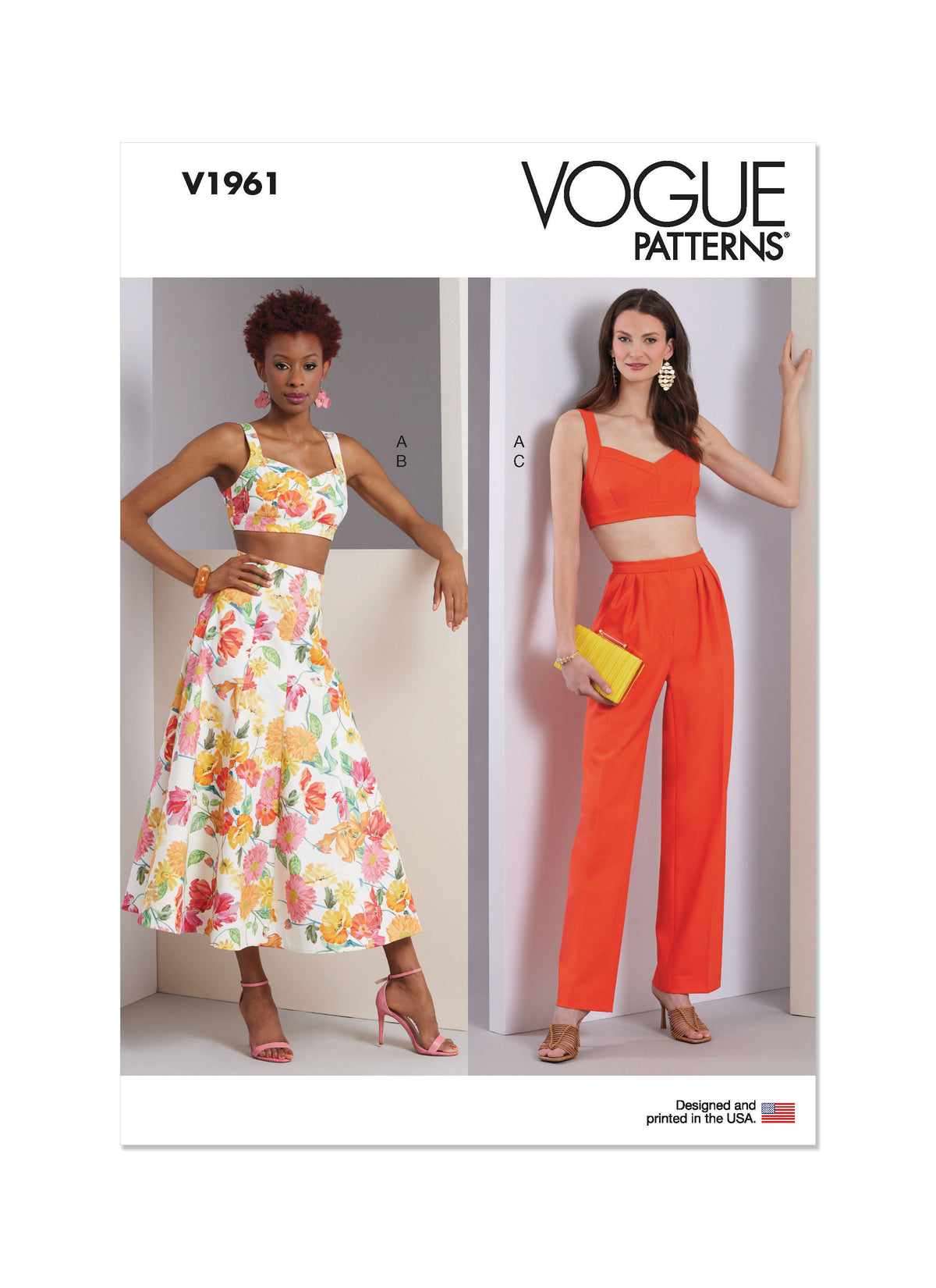 Vogue Patterns V1961 envelope showing the sweetheart bra top designs