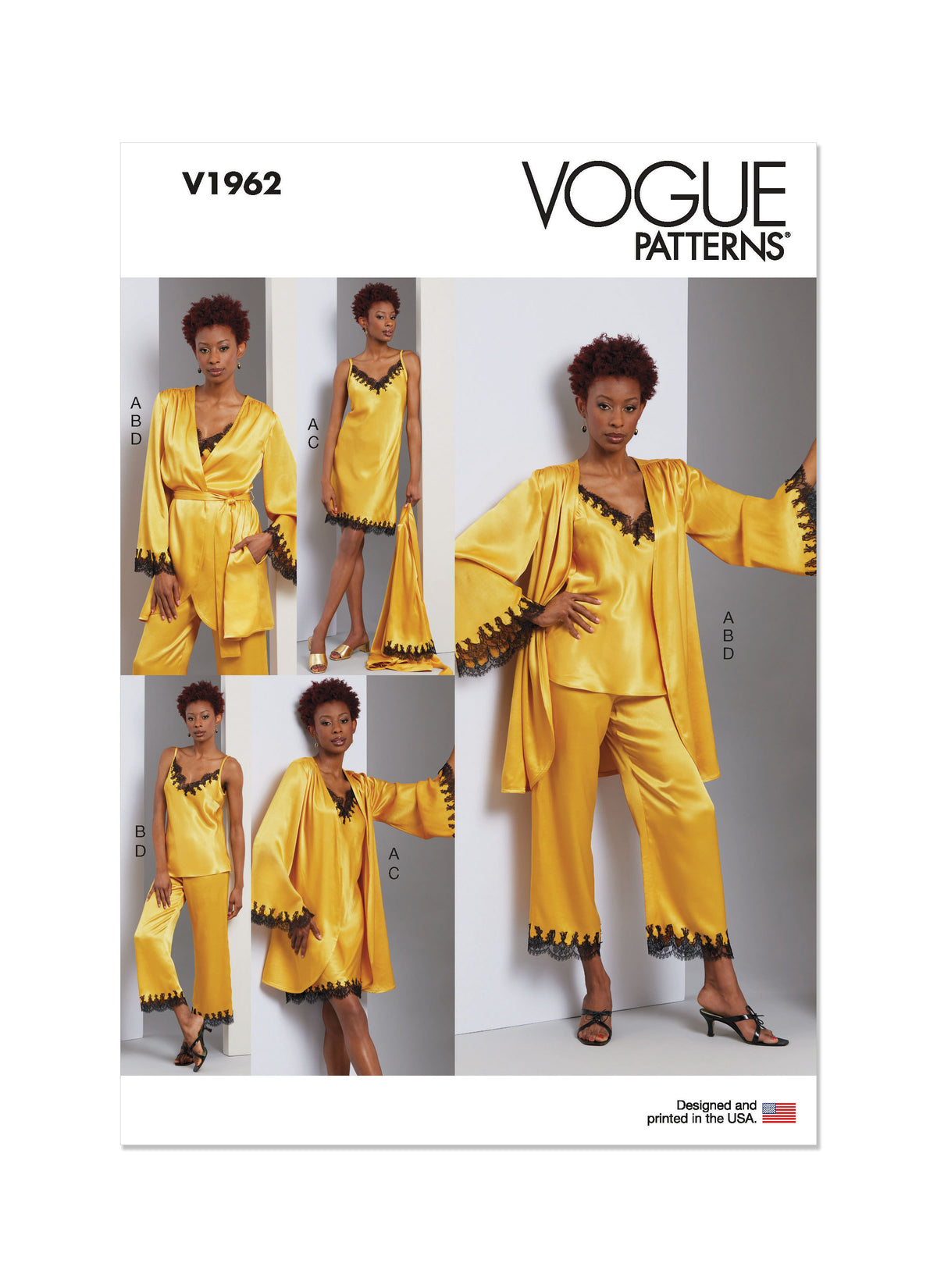 Vogue Patterns V1962 envelope showing the wrap robe designs