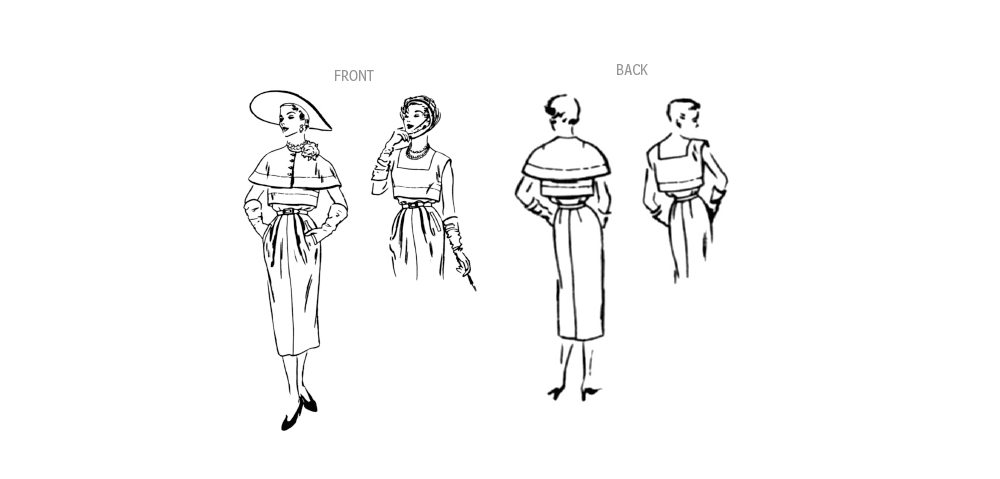 Vogue Patterns V1964 envelope showing the vintage 1950 dress designs
