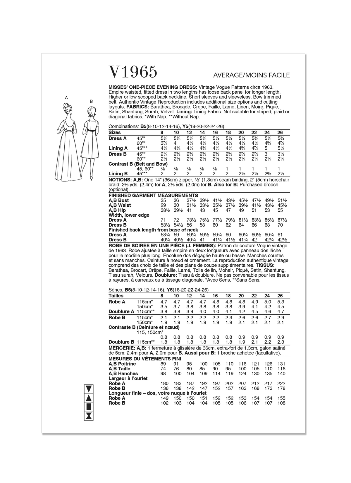 Vogue Patterns V1965 envelope showing the vintage 1963 dress designs