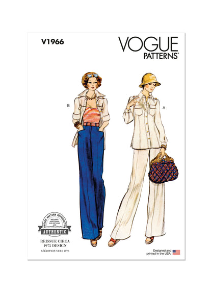 Vogue Patterns V1966 envelope showing the vintage 1975 casual wear designs