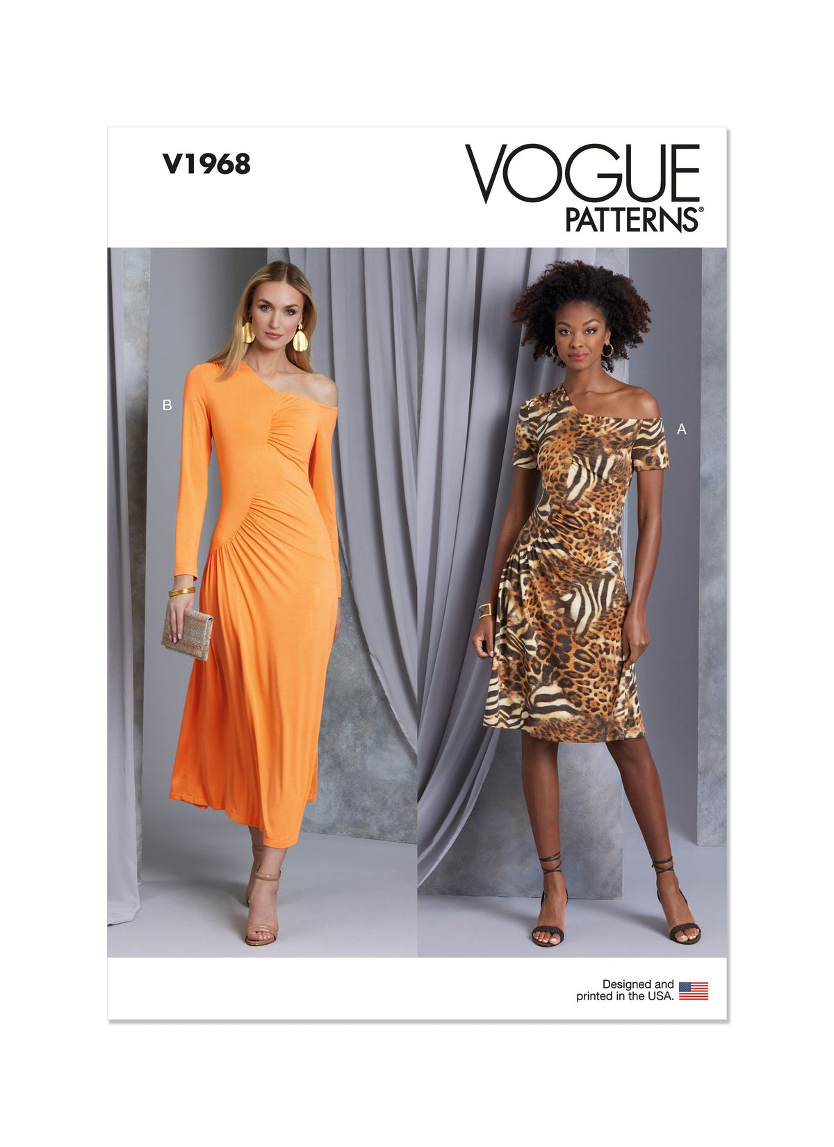 Vogue Patterns V1968 envelope showing the knit dress designs