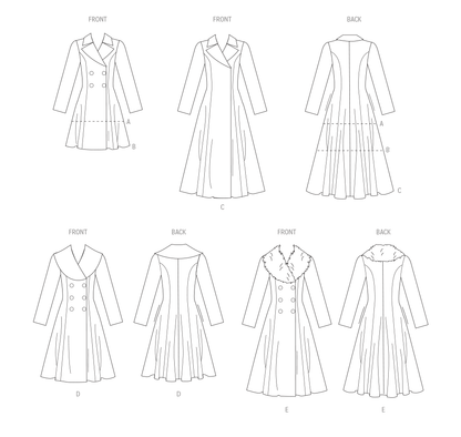 Vogue Patterns V1971 envelope showing the double-breasted coat designs