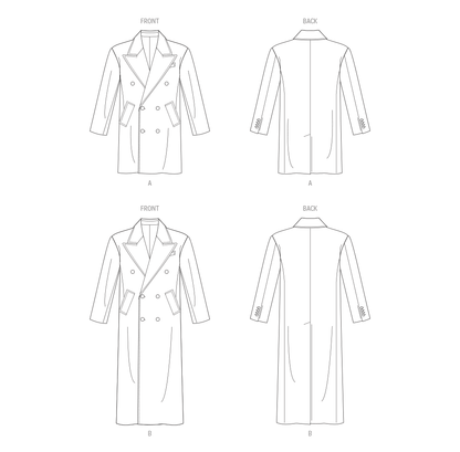 Vogue Patterns V1976 envelope showing the men's peak lapel coat designs
