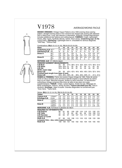 Vogue Patterns V1978 envelope showing the vintage 1965 evening dress designs