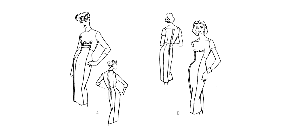 Vogue Patterns V1979 envelope showing vintage 1957 one-piece dress designs