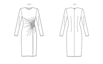 Vogue Patterns V1981 envelope showing ruched lined dress designs