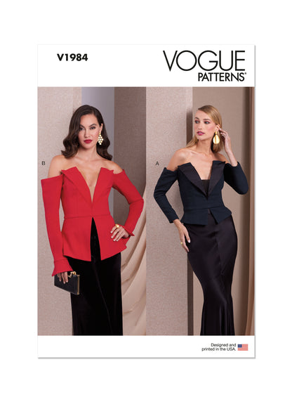Vogue Patterns V1984 envelope showing off-the-shoulder top designs