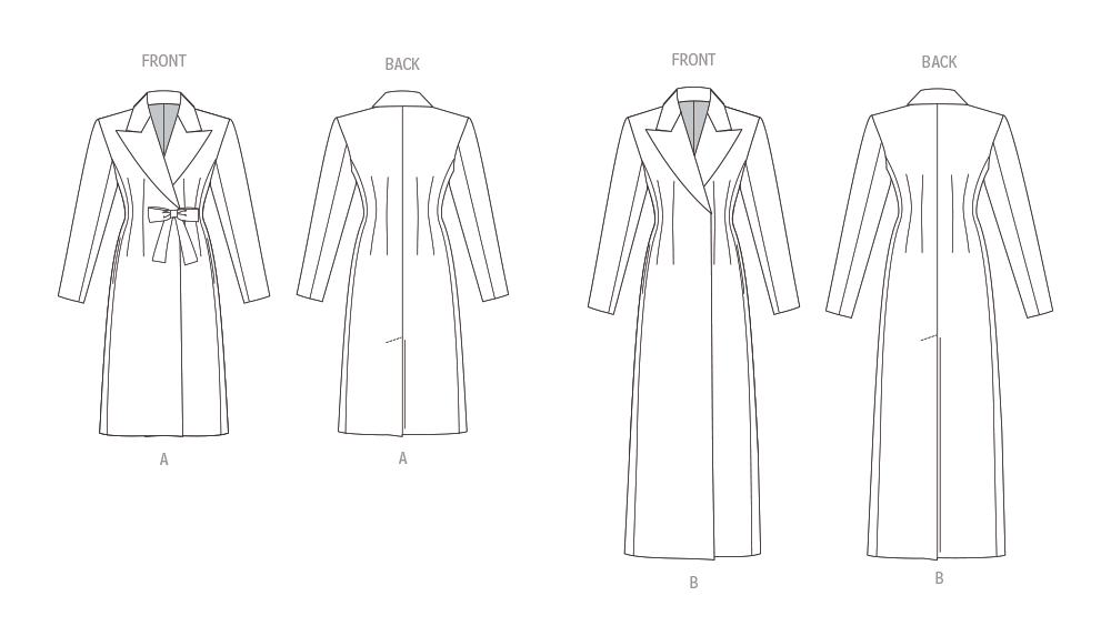 Vogue Patterns V1990 envelope showing lined coat designs