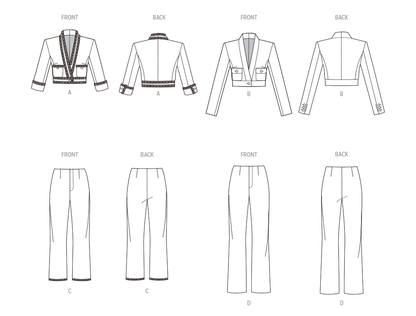 Vogue Patterns V1993 envelope showing fitted cropped jacket designs