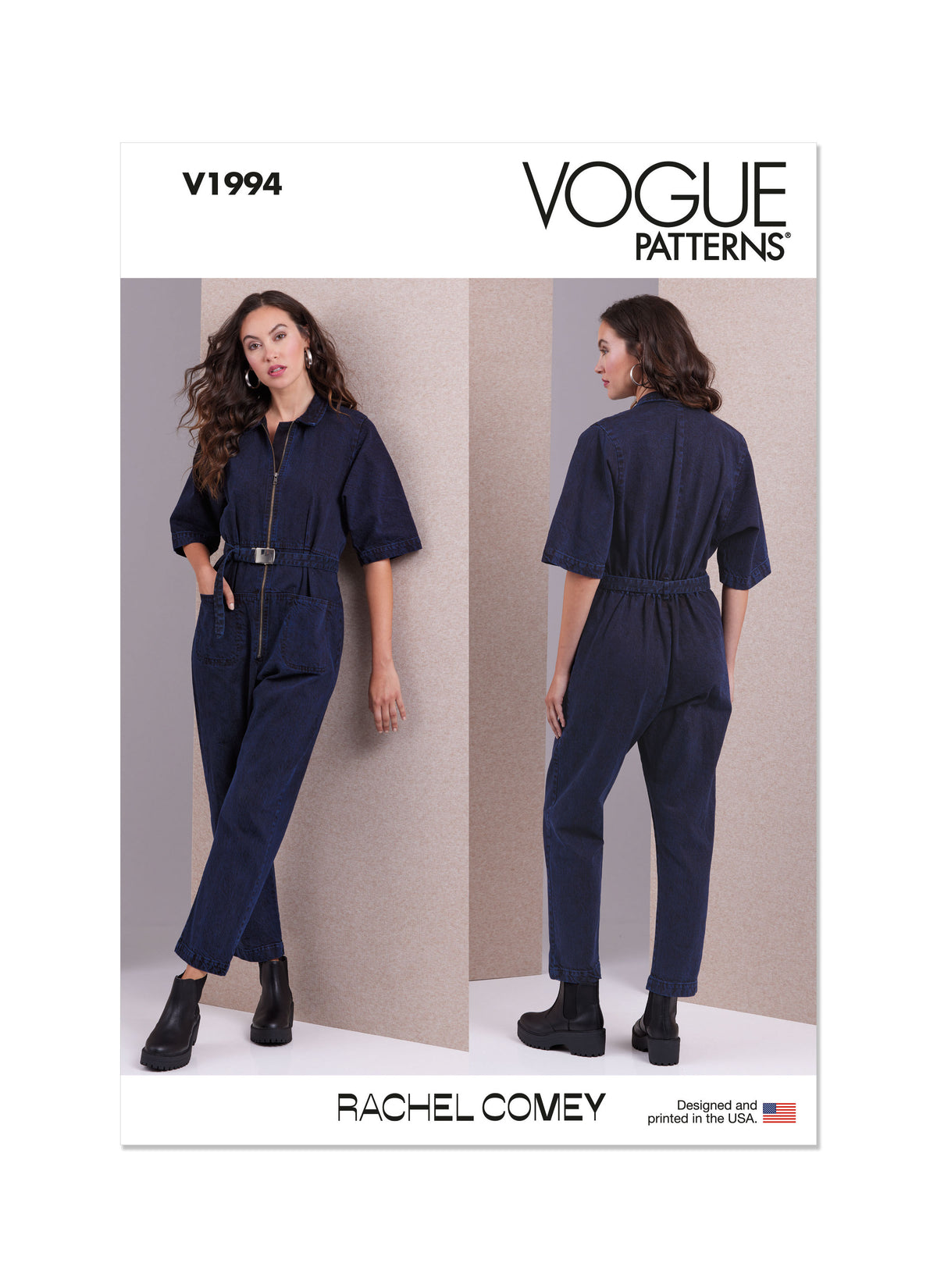 Vogue Patterns V1994 envelope showing jumpsuit with belt designs
