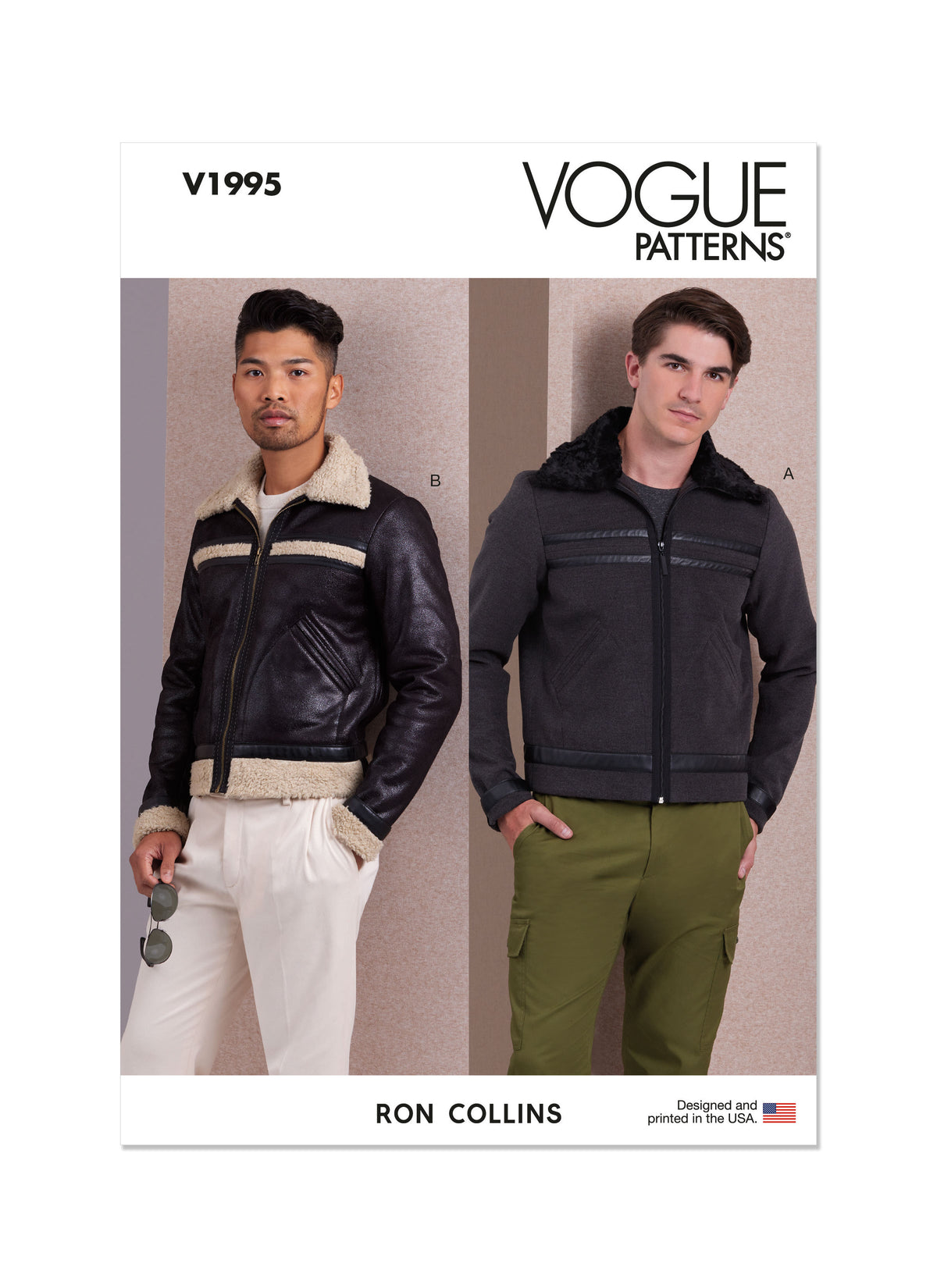 Vogue Patterns V1995 envelope showing men's fitted jacket designs
