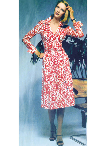 Vogue Patterns V2000 envelope showing vintage 1970s diane von furstenberg wrap dress designs