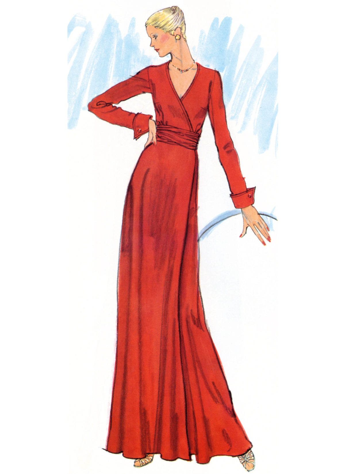 Vogue Patterns V2000 envelope showing vintage 1970s diane von furstenberg wrap dress designs
