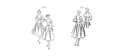 Vogue Patterns V2002 envelope showing vintage 1952 dress and capelet designs