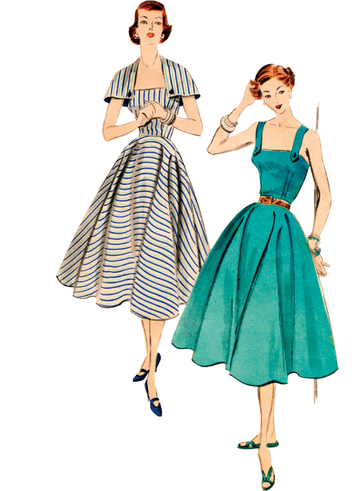 Vogue Patterns V2002 envelope showing vintage 1952 dress and capelet designs