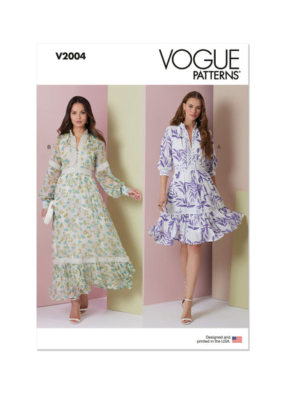 Vogue Patterns V2004 envelope showing lined dress with raglan sleeves designs