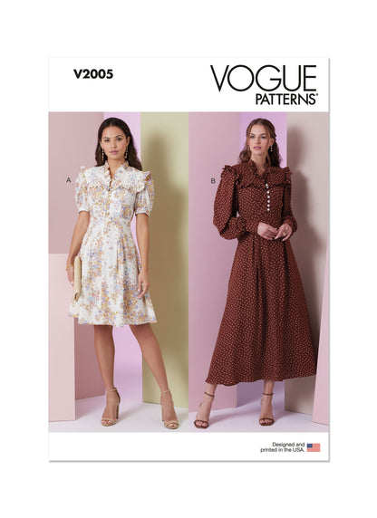 Vogue Patterns V2005 envelope showing fit and flare dress designs