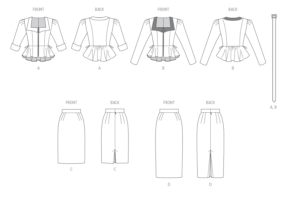 Vogue Patterns V2006 envelope showing lined peplum top designs