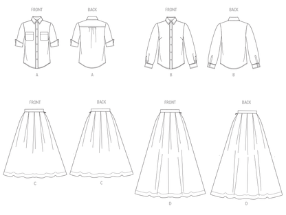 Vogue Patterns V2007 envelope showing fitted button front shirt designs