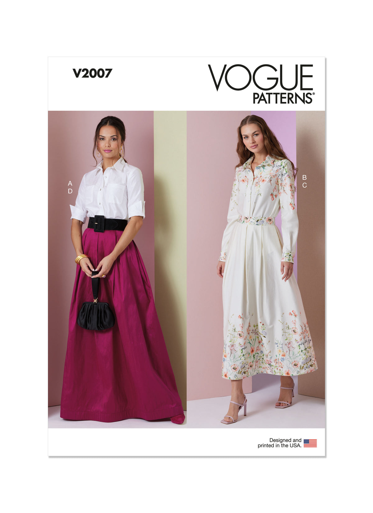 Vogue Patterns V2007 envelope showing fitted button front shirt designs