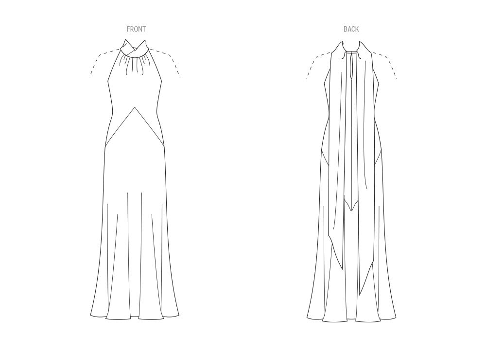 Vogue Patterns V2008 envelope showing bias cut halter dress designs