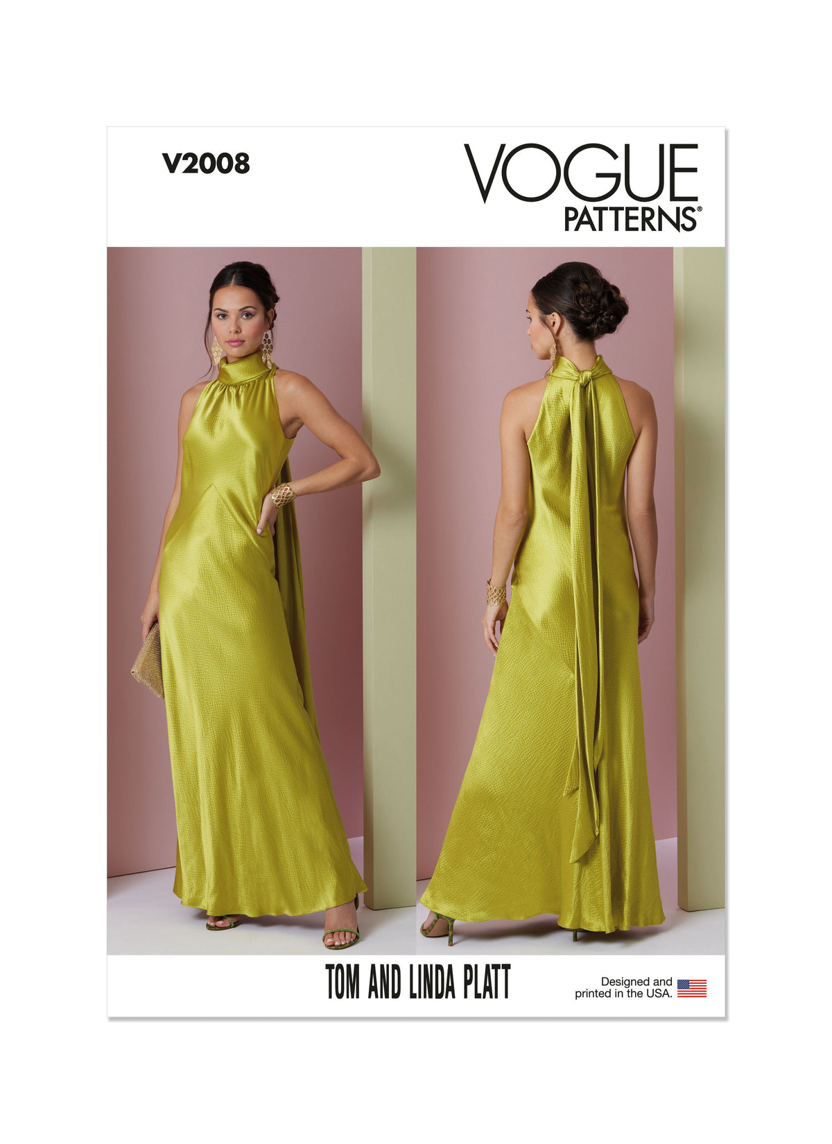 Vogue Patterns V2008 envelope showing bias cut halter dress designs