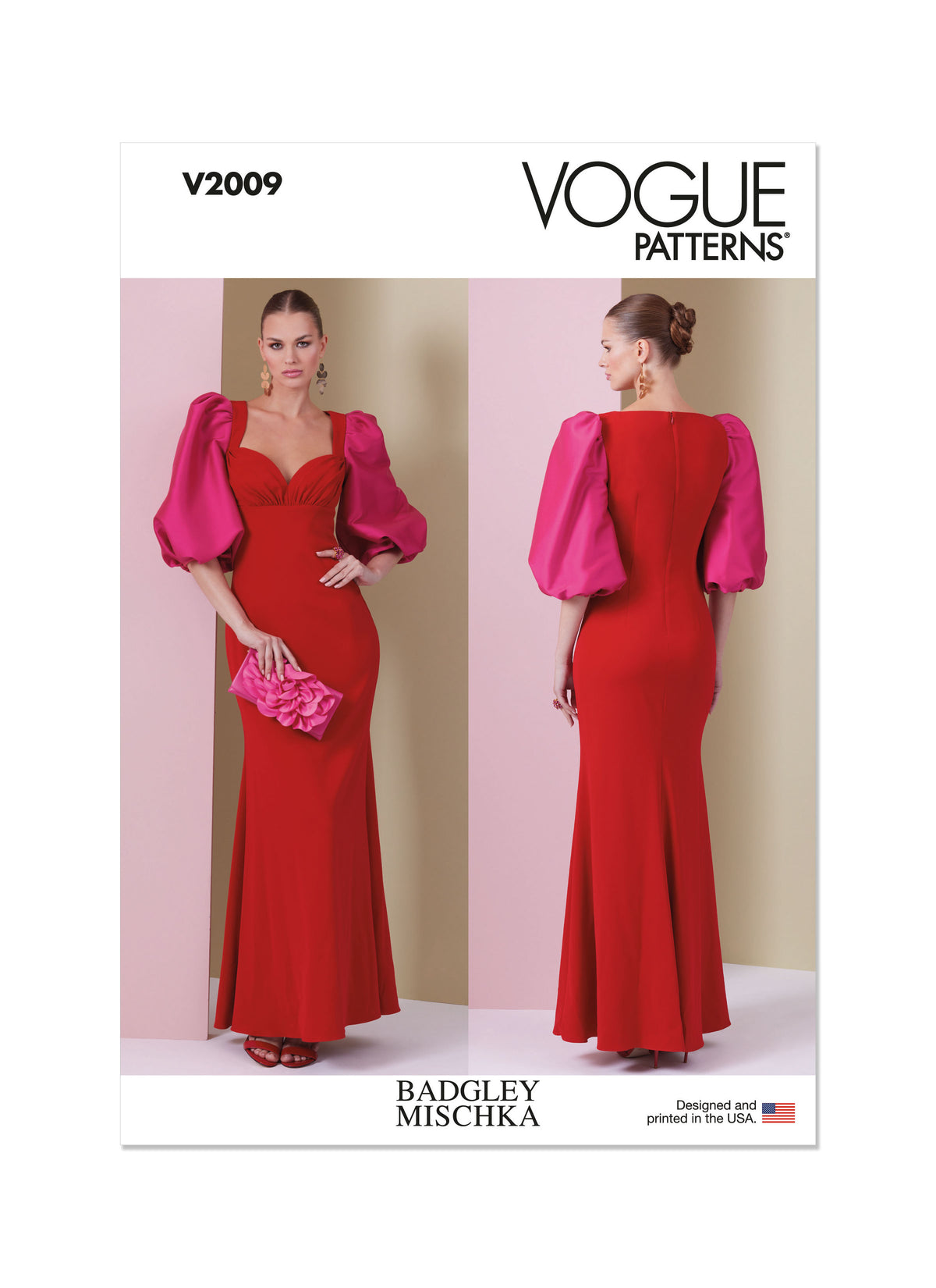 Vogue Patterns V2009 envelope showing sweetheart neckline dress designs