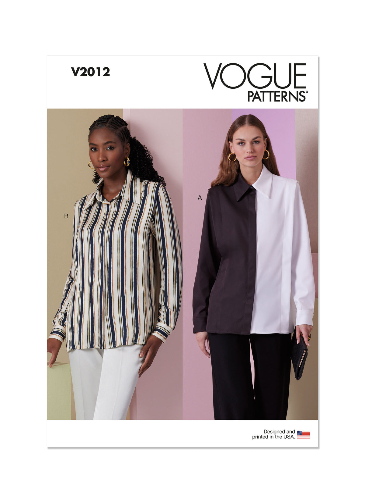 Vogue Patterns V2012 envelope showing loose-fitting shirt designs
