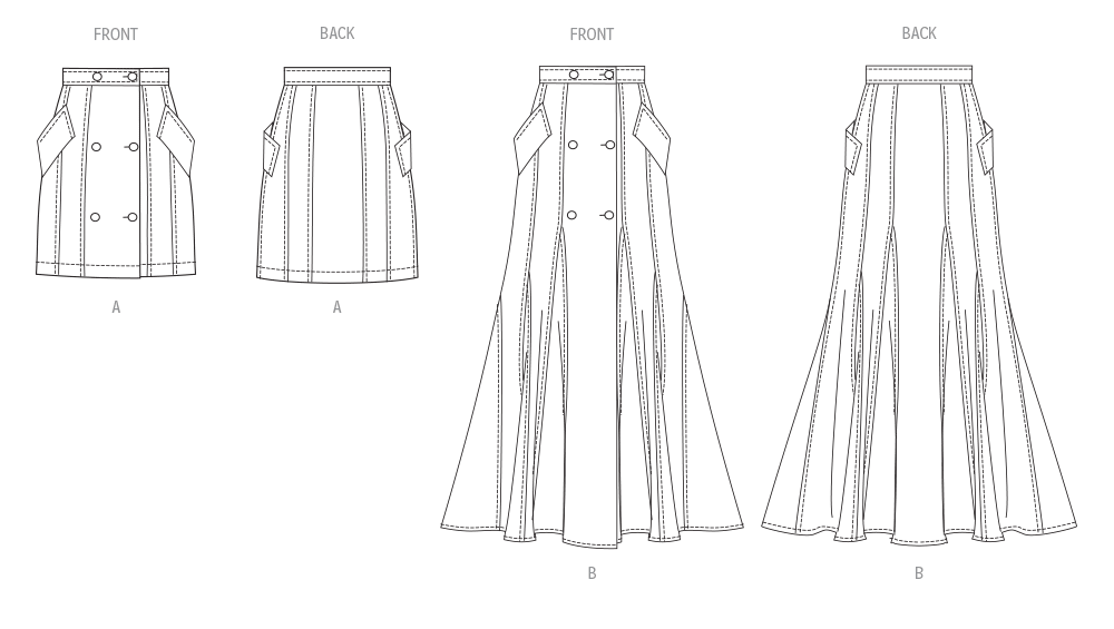 Vogue Patterns V2013 envelope showing double-breasted skirt designs