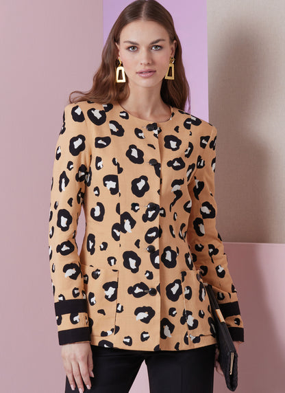 Vogue Patterns V2015 envelope showing collarless jacket designs