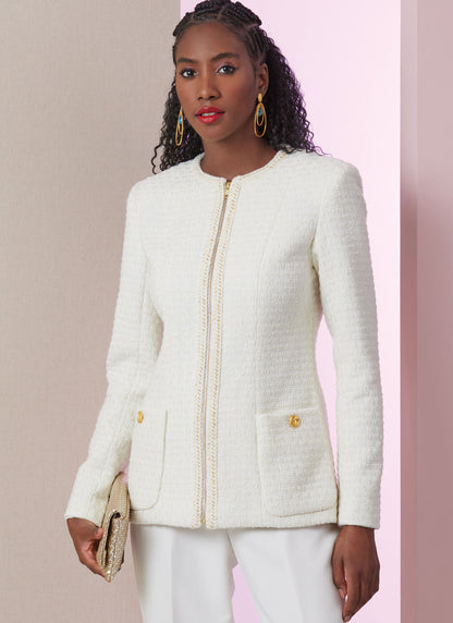 Vogue Patterns V2015 envelope showing collarless jacket designs