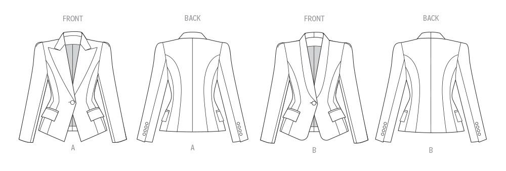 Vogue Patterns V2016 envelope showing fitted lined jacket designs