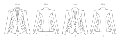 Vogue Patterns V2016 envelope showing fitted lined jacket designs