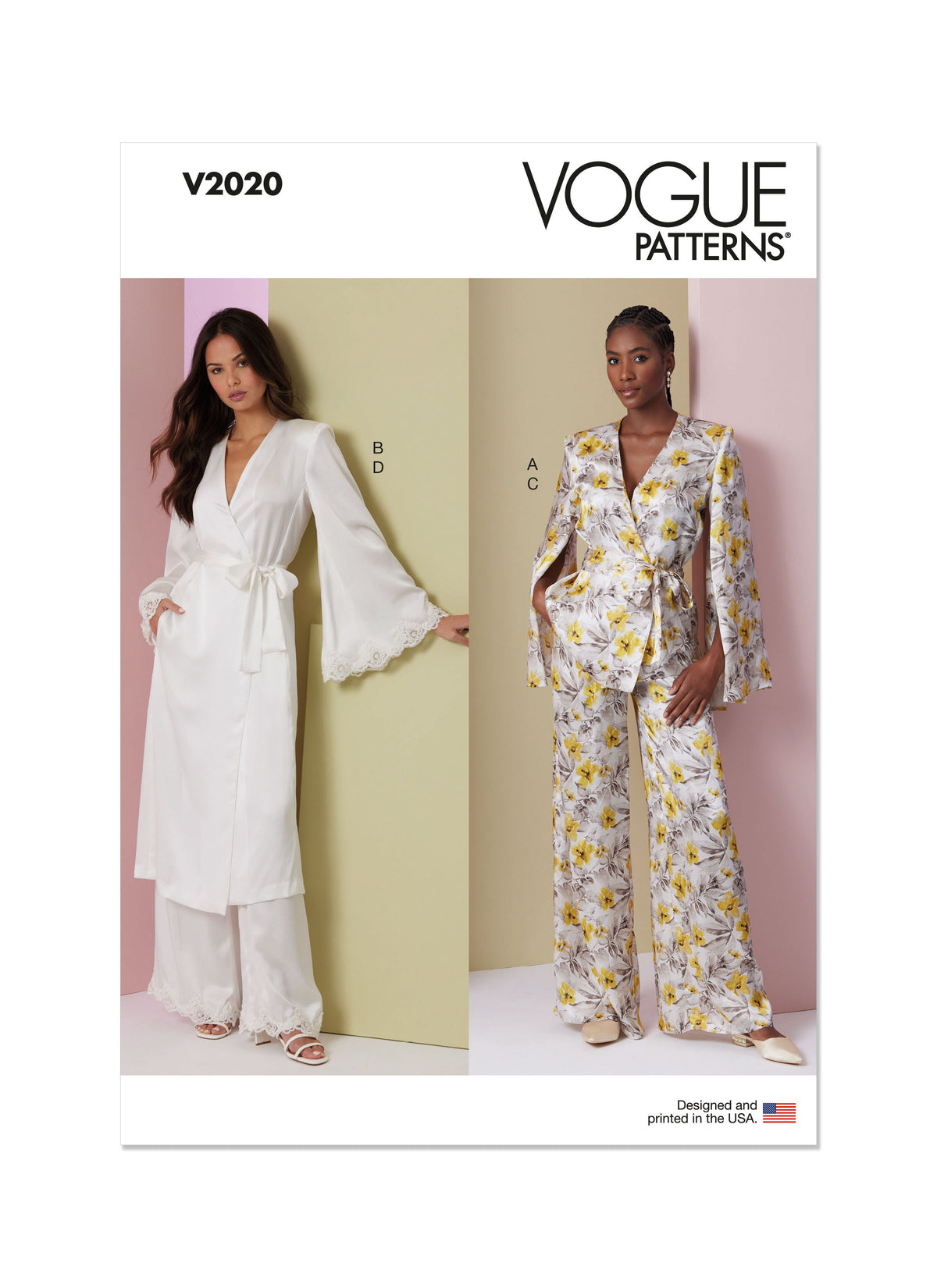 Vogue Patterns V2020 envelope showing top or robe designs