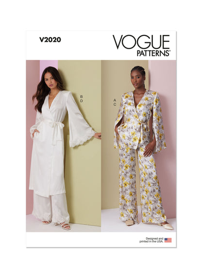 Vogue Patterns V2020 envelope showing top or robe designs