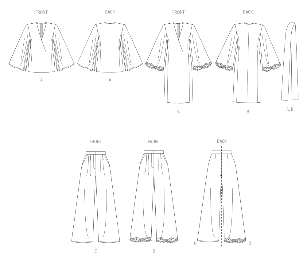 Vogue Patterns V2020 envelope showing top or robe designs