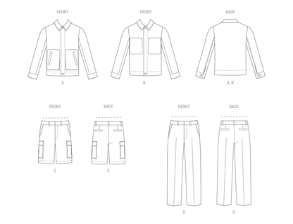 Vogue Patterns V2022 envelope showing mens unlined jacket designs