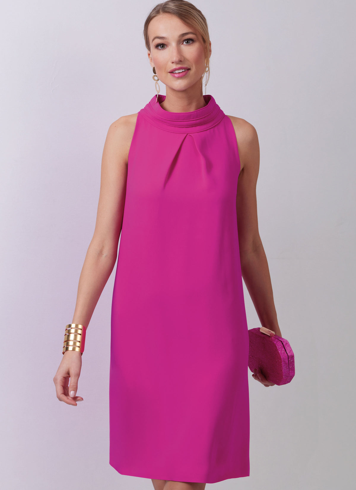 Vogue Patterns V2023 envelope showing stand collar dress designs