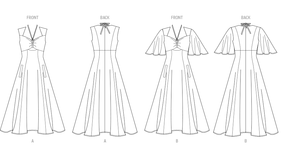 Vogue Patterns V2025 envelope showing fit and flare cut-out dress designs